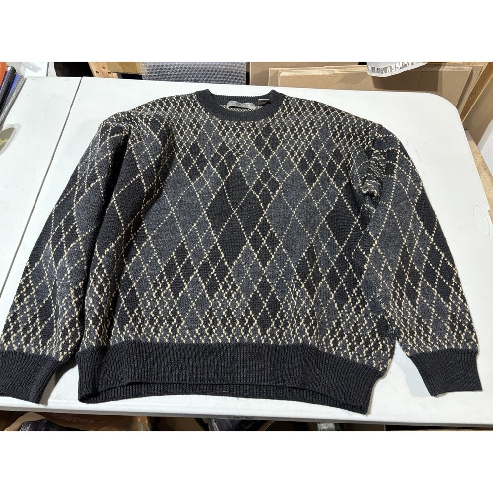Le Collezioni Structure Pull Over Sweater Mens Size M Gray Black